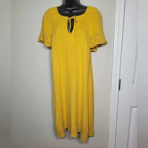 Old Navy Mustard Linen Blend Knee Length Shift Dress sz L